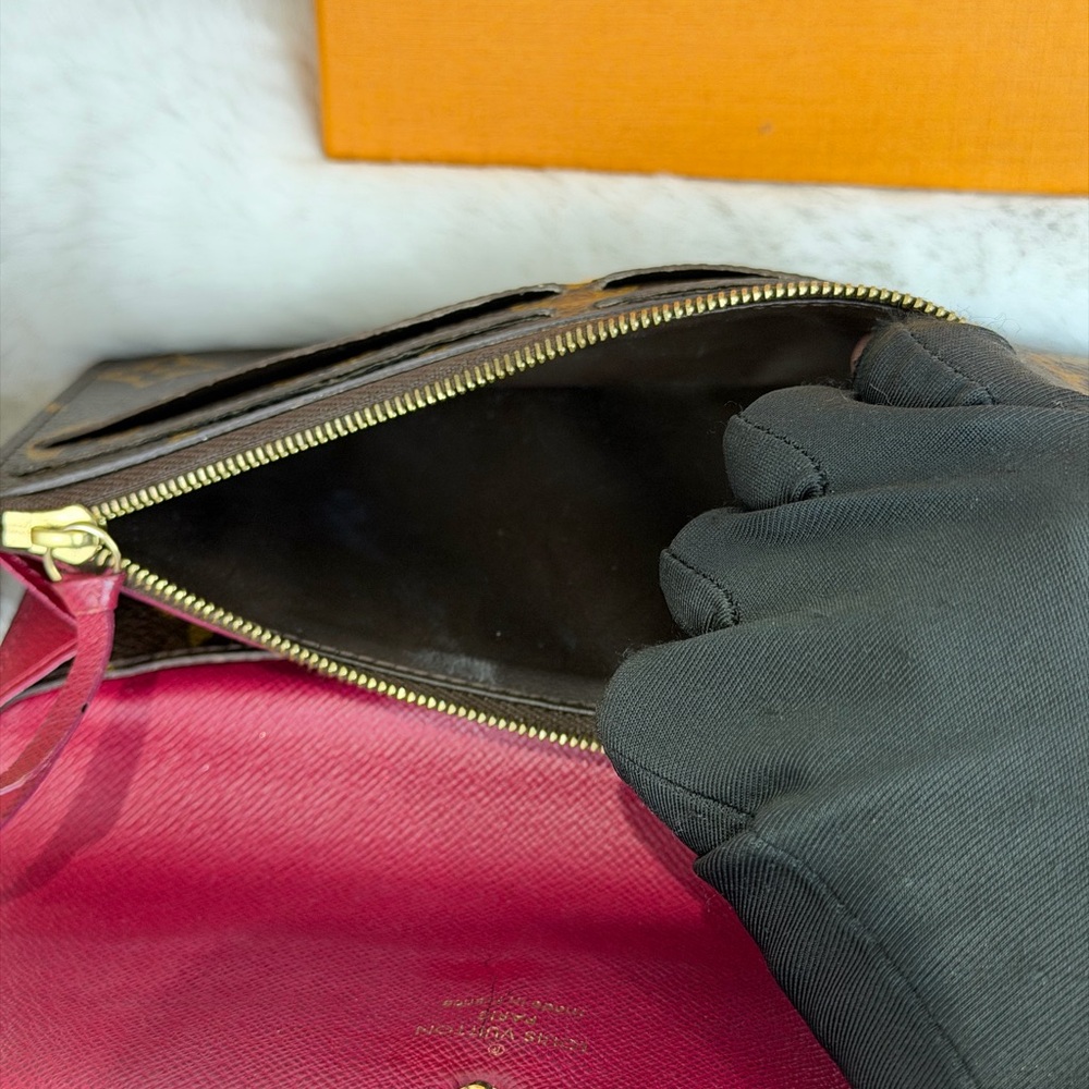 Authentic Louis Vuitton LV Monogram Emilie Wallet Pink Crossbody Chains w/ COA - Picture 11 of 11